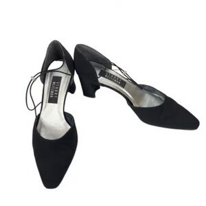 Stuart Weitzman Vintage Black Strappy Block Heel D’Orsay Heels
